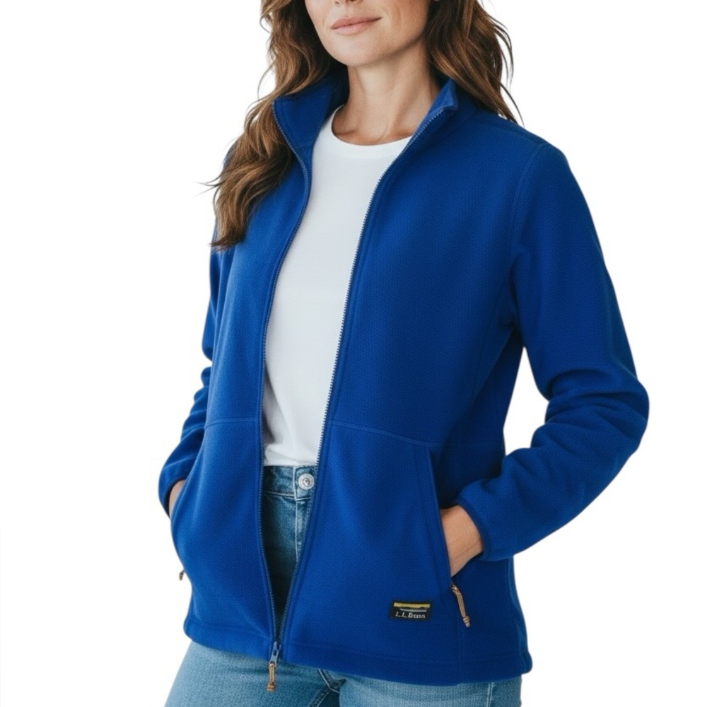 L.L.Bean Mountain Classic Fleece Jacket  Blue Full Zip Long Sleeve Women 2X NEW